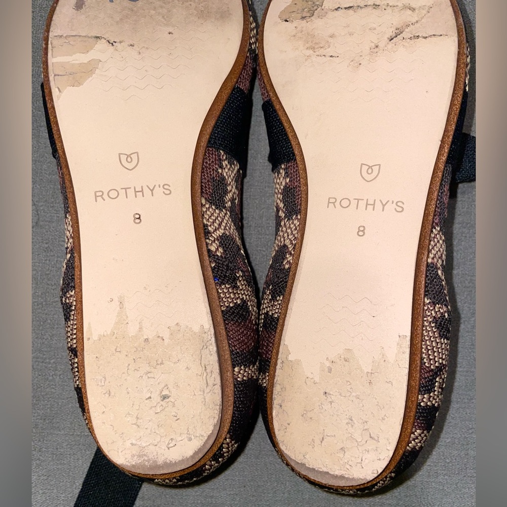 Rothy's Leopard Print Pointed Flats with Black Ribbon - Picture 2 of 5